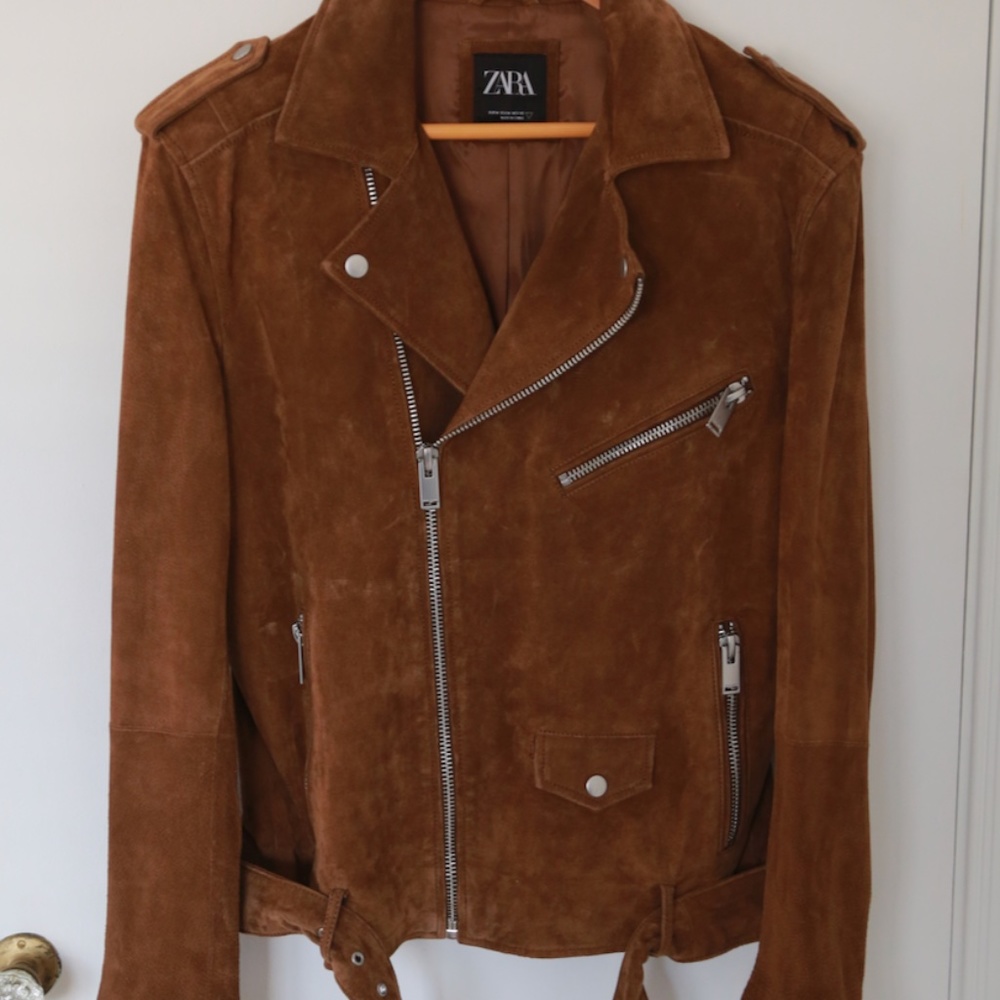 Zara brown suede motorcycle jacket